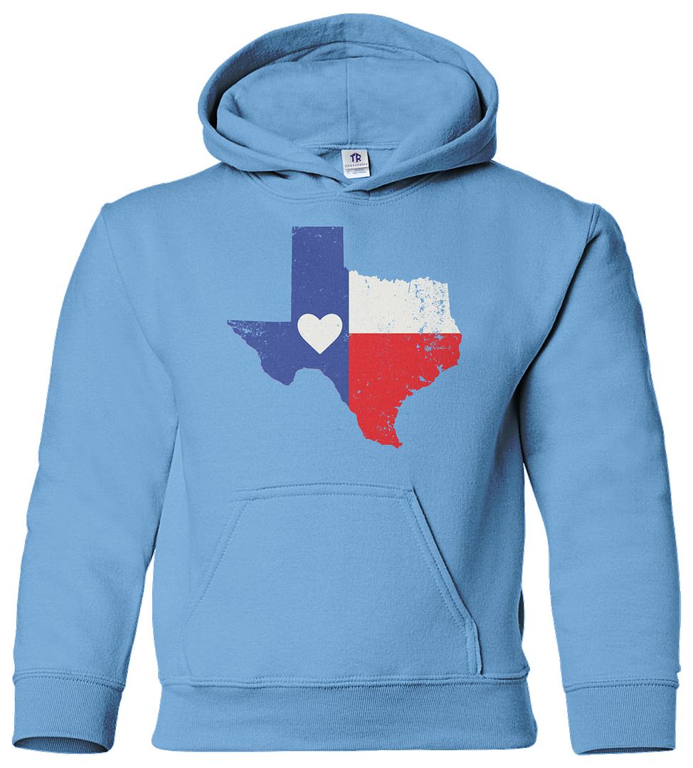Sweat à capuche Texas State Flag avec économies coeur jeunesse Texan Pride Love