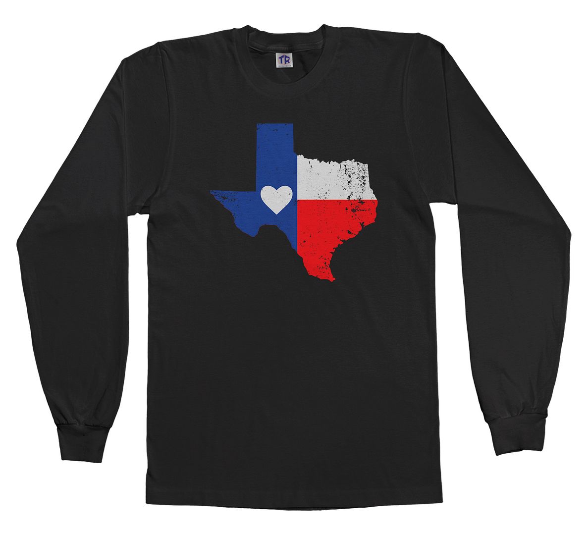 Texas State Flag With Heart Youth Long Sleeve T-Shirt Texan Pride Love - Picture 2 of 5
