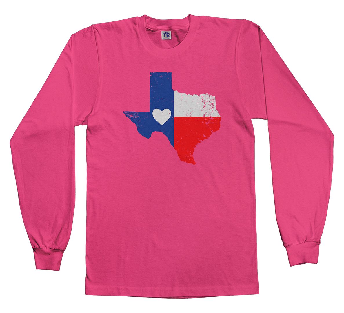 Texas State Flag With Heart Youth Long Sleeve T-Shirt Texan Pride Love - Picture 3 of 5