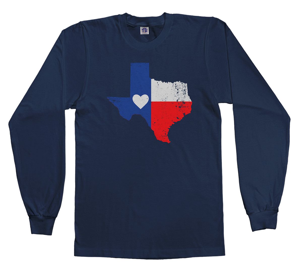 Texas State Flag With Heart Youth Long Sleeve T-Shirt Texan Pride Love - Picture 4 of 5