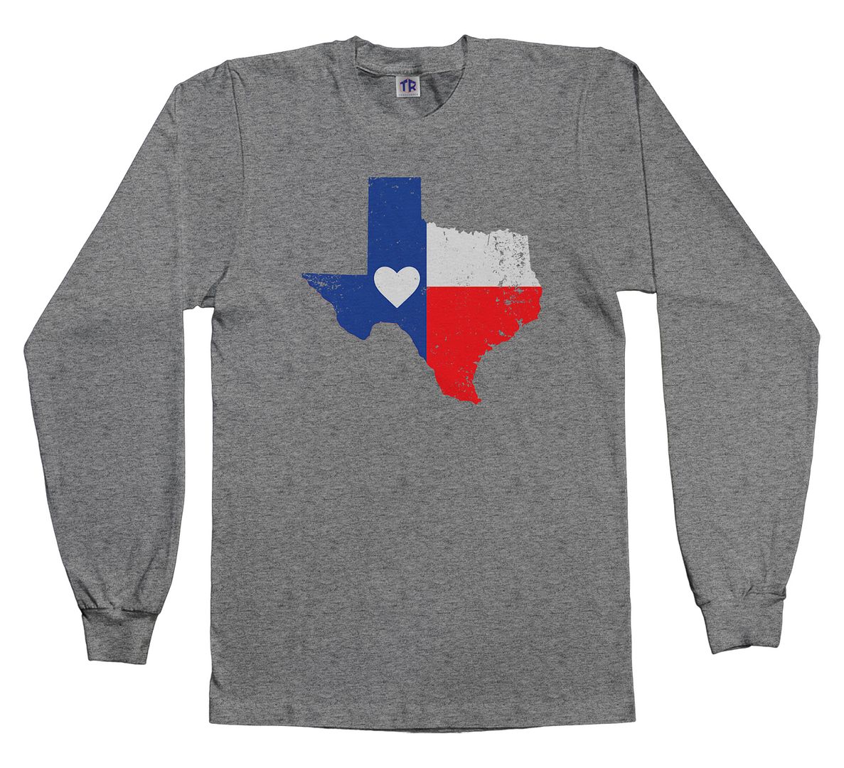 Texas State Flag With Heart Youth Long Sleeve T-Shirt Texan Pride Love - Picture 5 of 5