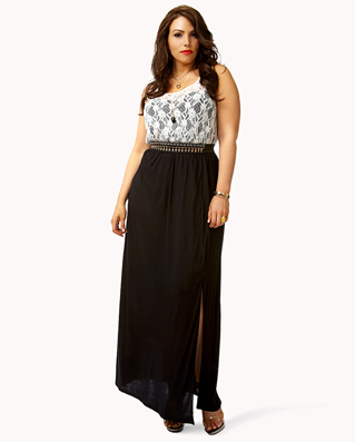 fashion curvy plus size full figured forever 21 spring summer 2013 lace maxi dress