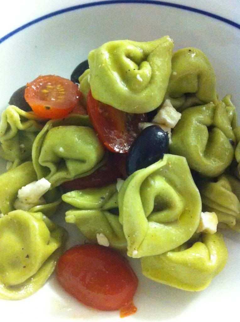food vegetarian pasta salad tortellini kalamata olives feta recipe
