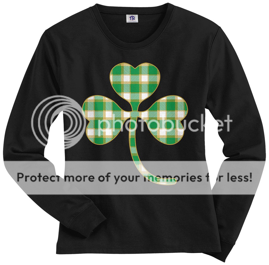 Plaid Shamrock Women's Long Sleeve T-Shirt St. Patrick's Day Irish ...